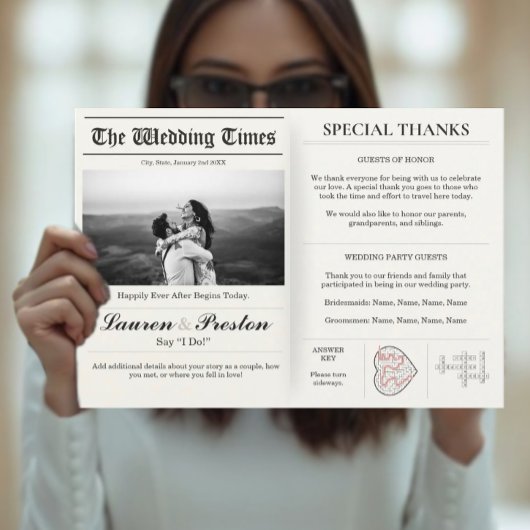 Custom Wedding Newspaper - Fun Guest Activity Book