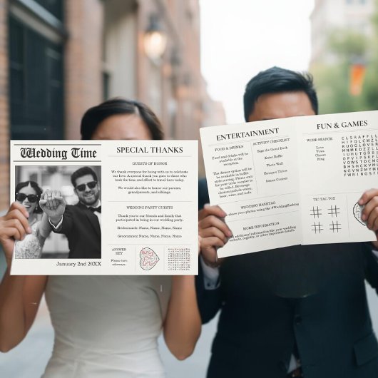 Custom Wedding Newspaper - Fun Guest Activity Book