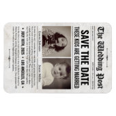 Custom Wedding Newspaper Save the Date Invitation Magneet (Horizontaal)