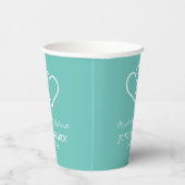 Custom wedding party cups with interlocking hearts papieren bekers (Rechts)