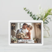 Custom Wedding Photo Announcement Kaart (Staand voorkant)
