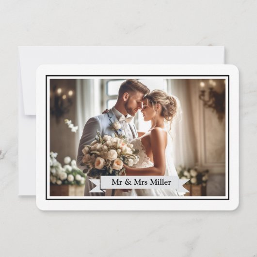 Custom Wedding Photo Announcement Kaart (Voorkant)