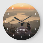 Custom Wedding Photo Monogrammed Grote Klok (Voorkant)