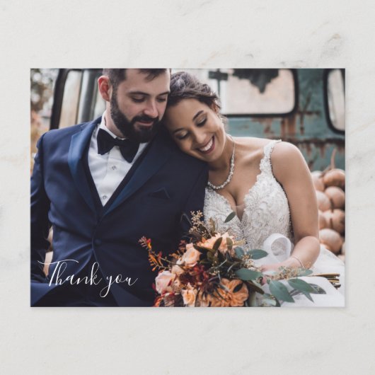 Custom Wedding Photo Thank You Postcards Briefkaart (Voorkant)