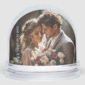 Custom Wedding Photo White Typography Sneeuwbol (Voorkant)