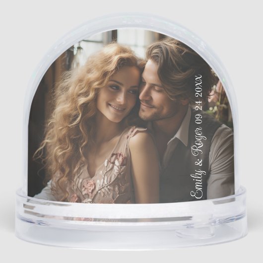 Custom Wedding Photo White Typography Sneeuwbol (Achterkant)