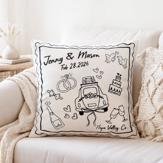 Custom Wedding Pillow Cover – Personalized Couple  Kussen