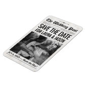 Custom Wedding Save the Date Invitation Newspaper Magneet (Linkerzijde)