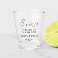 Custom Wedding Shot Glass Cheers We Bind the Knot