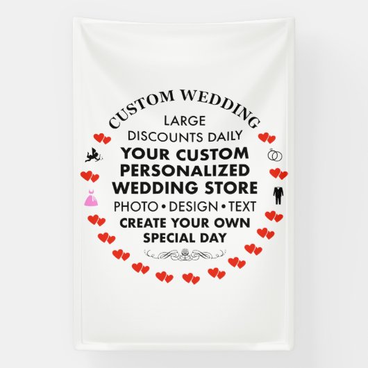 Custom Wedding Welkomstbord 6' x 4' Vinyl Banner (Verticaal)