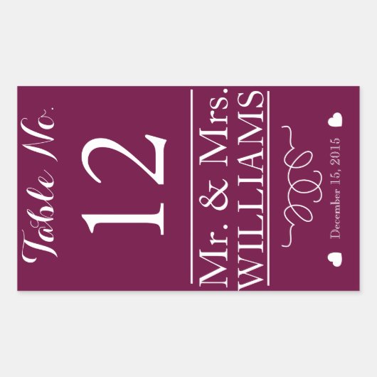 custom Wedding wine bottle label table number (Voorkant)