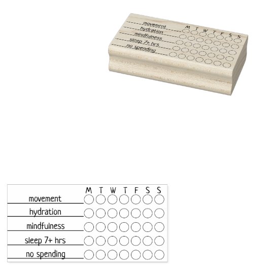 Custom Weekly Habit Tracker | 3" x 1.5" Journal Rubberstempel (Gestempeld)