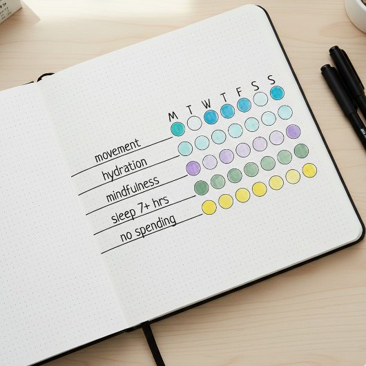 Custom Weekly Habit Tracker | 3" x 1.5" Journal Rubberstempel