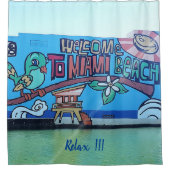 Custom Welcome Miami Beach Florida Graffiti Mural Douchegordijn (Voorkant)