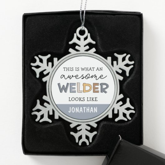 Custom Welder Funny Geweldige Welder Gifts Tin Sneeuwvlok Ornament (Kistje)