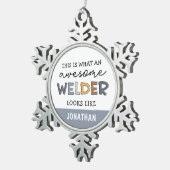 Custom Welder Funny Geweldige Welder Gifts Tin Sneeuwvlok Ornament (Rechts)
