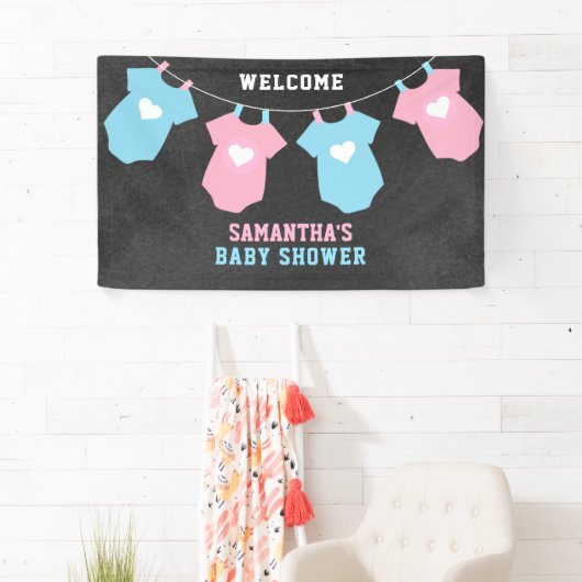 Custom Welkom GENDER REVEAL Party Baby shower Spandoek (Insitu)