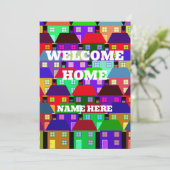 CUSTOM WELKOM THUIS KLEURRIJKE HUIZEN KAART (Staand voorkant)