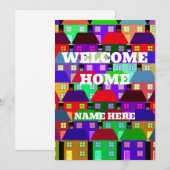 CUSTOM WELKOM THUIS KLEURRIJKE HUIZEN KAART (Voorkant / Achterkant)