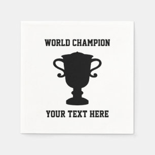 Custom wereldkampioen trofee silhouet partij servet