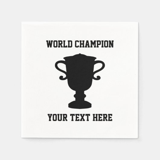 Custom wereldkampioen trofee silhouet partij servet (Voorkant)