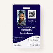 CUSTOM werknemer ID-kaart bewerkbaar marine blauw  Badge (Voorkant)