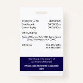 CUSTOM werknemer ID-kaart bewerkbaar marine blauw  Badge (Achterkant)