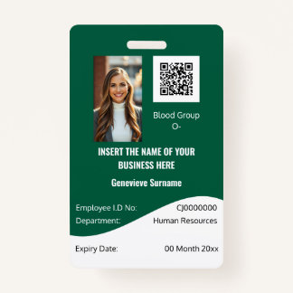 CUSTOM werknemer ID-kaart modern groen wit Badge