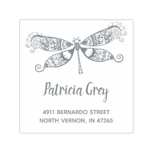 Custom Whimsical Dragonfly Return-adres Zelfinktende Stempel