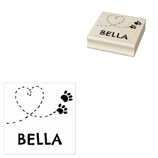 Custom Whimsical Paw Print Name Stamp Rubberstempel (Gestempeld)