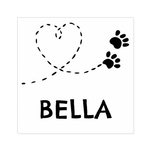 Custom Whimsical Paw Print Name Stamp Rubberstempel (Afrduk)