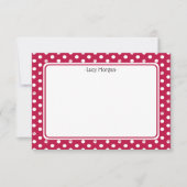 Custom Whimsical Paw Print Polka Dot Red Note Kaart (Voorkant)