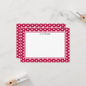 Custom Whimsical Paw Print Polka Dot Red Note Kaart (Voorkant / Achterkant in situ)