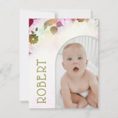 Custom Whimsical Photo Mushroom 1e Verjaardag Kaart (Achterkant)