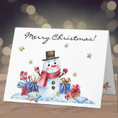 Custom, Whimsy Retro Snowman Vrolijk Kerstfeest Feestdagen Kaart