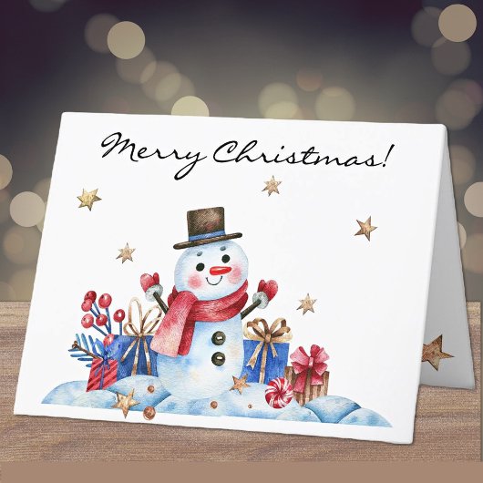 Custom, Whimsy Retro Snowman Vrolijk Kerstfeest Feestdagen Kaart