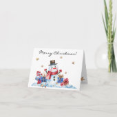 Custom, Whimsy Retro Snowman Vrolijk Kerstfeest Feestdagen Kaart (Voorkant)