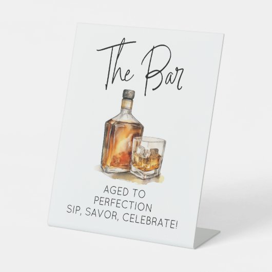 Custom Whiskey Bar Sign - Verouderd tot in de perf Reclamebord Met Voetstuk (Voorkant)