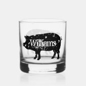 Custom whiskey drink glas met varkenssilhouet (Achterkant)