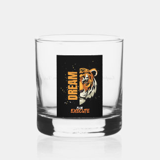 "Custom Whiskey Glass – Tijgerkop & Motivatie" Whisky Glas