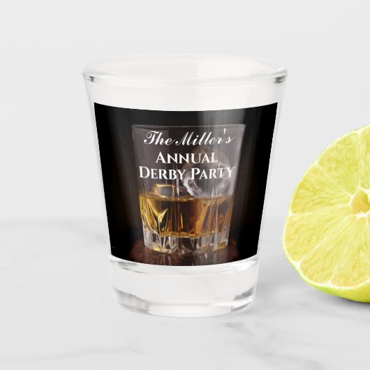 Custom Whiskey Rocks Derby Shot Glas (Voorkant)