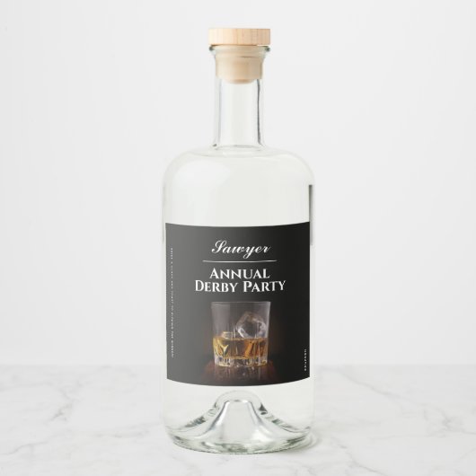 Custom Whiskey Rocks Glas Derby Likeurfles Etiket (Voorkant)