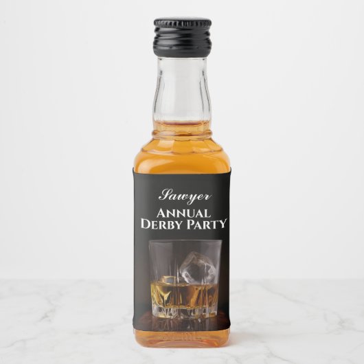Custom Whiskey Rocks Glas Derby Mini Likeurfles Etiket (Voorkant)