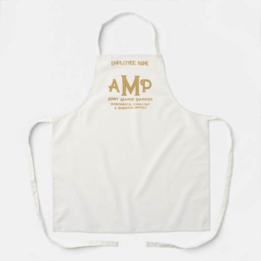 Custom White and Gold Monogram Business Schort (Voorkant)