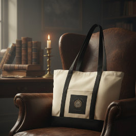 Custom White Black Royal Society Antiquarian  Tote Bag