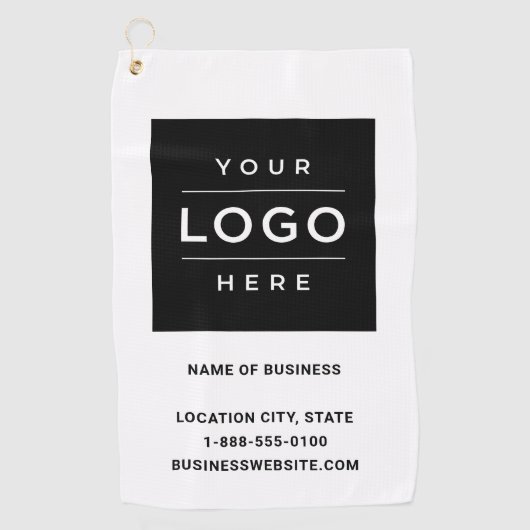 Custom White Business Logo Company Branded Golfhanddoek (Voorkant)