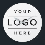 Custom White Business Logo Company Branded Grote Klok<br><div class="desc">De eigen merkklok voor uw bedrijf of kantoor thuis is voorzien van uw logo. De schaal van de logo en de witte achtergrondkleur kunnen worden aangepast. Neem contact op met de ontwerper voor meer hulp op kathleen@plushpaper.com</div>