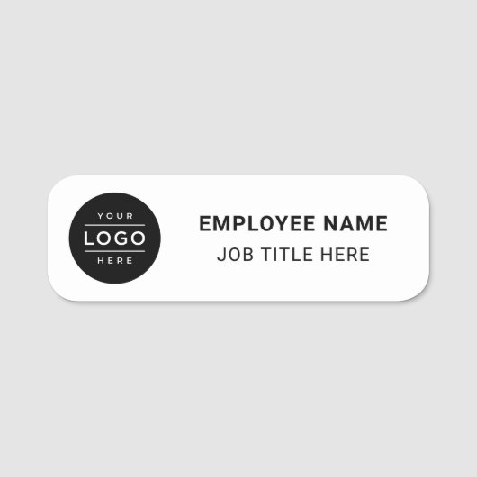 Custom White Business Logo Medewerker Naamplaatje (Voorkant)