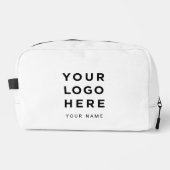 Custom White Business Logo Naam Instagram Reizen Toilettasje (Voorkant)