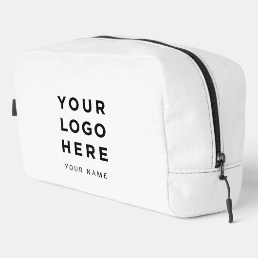 Custom White Business Logo Naam Instagram Reizen Toilettasje (Rechterhoek)